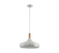 Eglo lámpara colgante Sabinar, de acero y madera, en color plata pulida, marrón, bombilla E27, Ø 40 cm