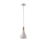 EGLO Lámpara colgante Sabinar, lámpara moderna de una luz, colgante | de acero y madera, color: plata cepillada, marrón, casquillo: E27, Ø: 18 cm