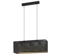 Eglo lámpara colgante Sallicano, lámpara colgante de 3 llamas, lámpara colgante de metal en negro, oro, lámpara de mesa de comedor, lámpara de salón colgante con casquillo E27, 73 cm