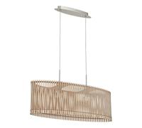 Eglo Lámpara colgante Sendero, estilo boho, acero níquel mate, madera arce, lámpara de comedor natural, salón, casquillo E27, 77,5 cm