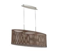 Eglo Lámpara colgante Sendero, estilo boho, acero níquel mate, madera marrón oscuro, lámpara de comedor natural, para salón, casquillo E27, 77,5 cm