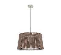 Eglo Lámpara colgante Sendero, estilo boho, acero níquel mate, madera marrón oscuro, para comedor y salón, casquillo E27, diámetro 45 cm