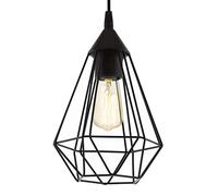 EGLO Lámpara colgante TARBES, lámpara de suspensión vintage con 1 bombilla de estilo retro, materiaL acero, plástico, color negro, casquillo E27, diámetro 17,5 cm