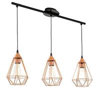 EGLO Lámpara colgante vintage Tarbes 3 brazos, cobre