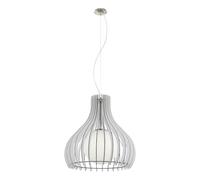 Eglo Lámpara colgante Tindori, 1 luz, estilo vintage, acero, madera y vidrio en níquel mate y blanco, para comedor o salón, casquillo E27, Ø 50 cm