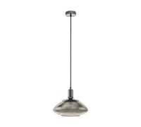 EGLO lámpara colgante Torrontes, candil para comedor, pendiente de metal en níquel nero y cristal ahumado en negro transparente, luz de comedor colgante, casquillo E27, Ø 35 cm