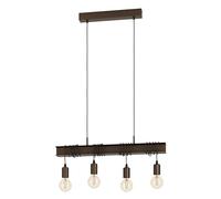 EGLO Lámpara colgante Townshend 4, 4 lámparas colgantes de llama Vintage, industrial, metal, lámpara de restaurante en marrón antiguo, lámpara de sala de estar colgando E27