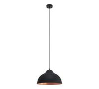 EGLO Lámpara colgante Truro 2, lámpara colgante vintage de 1 foco en diseño industrial, lámpara colgante retro de acero, color negro, cobre, portalámparas E27