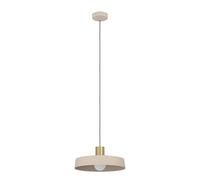 EGLO lámpara colgante Valdiola, candil para comedor de 1 luz, pendiente de metal en color arena y latón cepillado, luz con casquillo E27