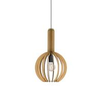 Eglo lámpara colgante Velasco para comedor, luminaria redonda para sala y comedor, iluminador de madera de arce y metal en negro, luz con casquillo E27