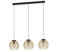 Eglo lámpara colgante Venezuela, candil de 3 luces para comedor, luminaria de metal en negro y oro, pendiente de alambre con casquillo E27