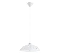 Eglo Lámpara colgante Vetro, 1 luz, clásica, vidrio satinado, plástico y cristal, para comedor, blanca, con casquillo E27, diámetro 35 cm