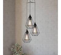 EGLO Lámpara colgante vintage negra Tarbes, 3 brazos True