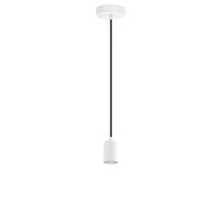 Eglo Lámpara colgante Yorth, lámpara de cuerda vintage de una luz, estilo industrial, lámpara de techo de acero blanca, cable negro, lámpara para comedor o salón con casquillo E27