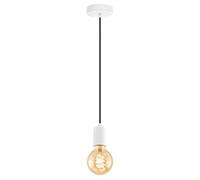 Eglo Lámpara colgante Yorth, lámpara de cuerda vintage de una luz, estilo industrial, lámpara de techo de acero blanca, cable negro, lámpara para comedor o salón con casquillo E27
