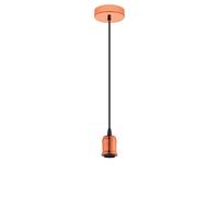 Eglo Lámpara colgante Yorth, lámpara de cuerda vintage industrial de 1 luz, lámpara de techo de acero en cobre, cable negro, lámpara para mesa de comedor o salón con casquillo E27