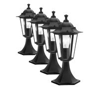 Eglo Lámpara de exterior Laterna 4, luz de exterior de 1 llama, lámpara con base de aluminio fundido y cristal, color negro, portalámparas E27, IP44 (Paquete de 4)