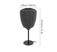 EGLO Lámpara de mesa Barlaston, altura 39 cm, negro/gris, metal/tejido