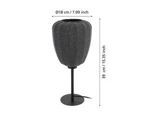 EGLO Lámpara de mesa Barlaston, altura 39 cm, negro/gris, metal/tejido