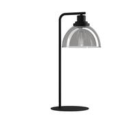 Eglo lámpara de mesa Beleser, iluminador para cabecera de cristal ahumado en negro-transparente y metal en negro, lamparilla con interruptor, iluminador para sala y dormitorio, E27