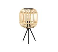 Eglo lámpara de mesa Bordesley, vintage, naturaleza, boho, hygge, lámpara de cabecera de acero en negro y madera en colores naturales, lámpara de salón, con interruptor, casquillo E27