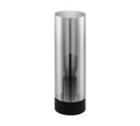 Eglo Lámpara de mesa Damasco 1, iluminación de noche con pantalla de cristal ahumado, metal y vidrio negro, casquillo E27, 30 cm