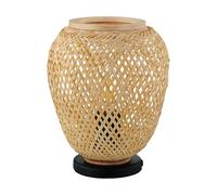 Lámpara de mesa EGLO Dembleby, 1 lámpara de mesa vintage, natural, higro, lámpara de noche de madera trenzada en marrón claro, lámpara con interruptor, acero, casquillo E27, color negro natural