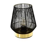 Eglo lámpara de mesa Escandidos, de luz única, iluminación de cabecera de metal en negro, latón cepillado, con interruptor, casquillo E27