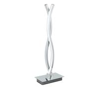 Eglo Lámpara de mesa LED Lasana 2, lámpara de mesa de 2 luces, lámpara de noche de aluminio, acero y plástico, color cromo y blanco, con interruptor incluido