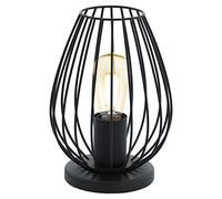 Eglo Lámpara de mesa NEWTOWN, lámpara de mesa vintage con 1 bombilla, lámpara de mesita de noche de acero, color negro, casquillo E27, incl interruptor