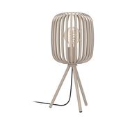 Eglo lámpara de mesa Romazzina, luminaria trípode para mesa de noche, iluminador deco de metal en color arena para dormitorio, luz para sala con casquillo E27
