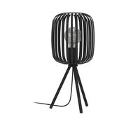 Eglo lámpara de mesa Romazzina, luminaria trípode para mesa de noche, iluminador deco de metal en negro para dormitorio, luz para sala con casquillo E27