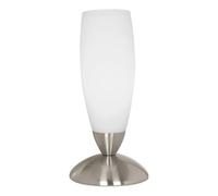 EGLO Lámpara de mesa Slim, lámpara de sobremesa, lámpara de noche de metal | y vidrio, lámpara para salón en níquel mate y blanco, lámpara con interruptor, casquillo E14