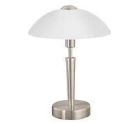 Eglo Lámpara de mesa solo 1, lámpara de mesa con 1 bombilla, materiaL acero, color níquel mate, vidrio blanco satinado, casquillo E14, incl Regulador táctil