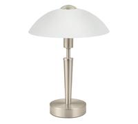 Eglo Lámpara de mesa solo 1, lámpara de mesa con 1 bombilla, materiaL acero, color níquel mate, vidrio blanco satinado, casquillo E14, incl Regulador táctil