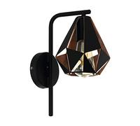 Eglo Lámpara de pared Carlton 4, aplique vintage de 1 luz, material: acero, color: negro con acabado cobre antiguo, casquillo: E27