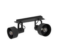 Eglo lámpara de pared Casibare, iluminación de pared de 2 luces, foco de pared de metal, luz de salón en negro, lámpara de dormitorio, foco con casquillo E27