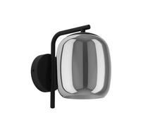 Eglo Lámpara de pared Ciampino, luz de pared cristal ahumado, iluminación | de dormitorio metal negro y vidrio gris, casquillo E27
