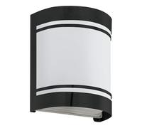 Eglo Lámpara de pared de exterior Cerno, lámpara de exterior, lámpara | de pared de acero galvanizado en negro y cristal satinado en blanco, lámpara de exterior E27, IP44