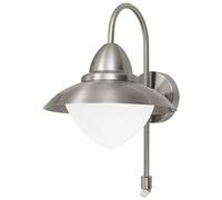 Eglo Lámpara de pared de exterior Sidney, luz de exterior de 1 foco, lámpara de pared con sensor de movimiento de acero inoxidable, E27, incl detector de movimiento, IP44
