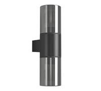 Eglo lámpara de pared exterior Cropani, artefacto con cilindro de vidrio ahumado, luz arriba y abajo, plástico y vidrio negro, casquillo E27, IP54