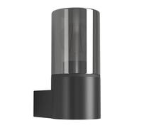 Eglo Lámpara de pared exterior Cropani, cilindro de cristal ahumado, para fachada, plástico y vidrio negro, casquillo E27, IP54