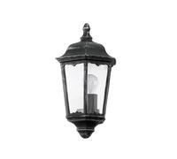 Eglo Lámpara de pared exterior Navedo, farol exterior, lámpara de aluminio fundido en negro, plata-patina, vidrio transparente, casquillo E27, IP44