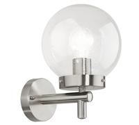 EGLO lámpara de pared exterior Vigo, luminaria de acero inoxidable y cristal transparente, iluminador con casquillo E27, foco de pared IP44
