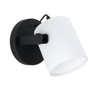 Eglo Lámpara de pared Hornwood 1, aplique de pared vintage, industrial y retro con 1 luz, lámpara interior de acero, madera y textil, luz para salón y pasillo en negro y blanco, casquillo E27