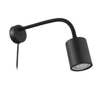 Eglo Lámpara de pared LED Portella, aplique interior orientable, foco para dormitorio y oficina, iluminación de lectura metálica negra, luz cálida