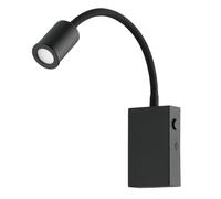 Eglo Lámpara de pared LED Tazzoli, aplique de lectura cuello de cisne para montaje en muro, con interruptor, punto de luz de superficie vertical para dormitorio