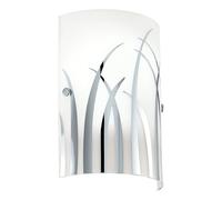 Eglo Lámpara de pared Rivato, aplique de pared de 1 luz, elegante, lámpara interior de acero y vidrio con decoración, lámpara para salón, para pasillo en cromo y blanco, casquillo E14
