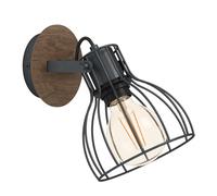 Eglo Lámpara de pared Sambatello, aplique vintage de 1 llama con aspecto retro, material: acero, color: marrón, casquillo: E27