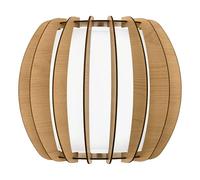 Eglo Lámpara de pared Stellato 1, aplique de pared vintage de una luz, lámpara interior de acero, madera y vidrio, lámpara para salón, lámpara de pasillo en níquel mate, arce, blanco, casquillo E27